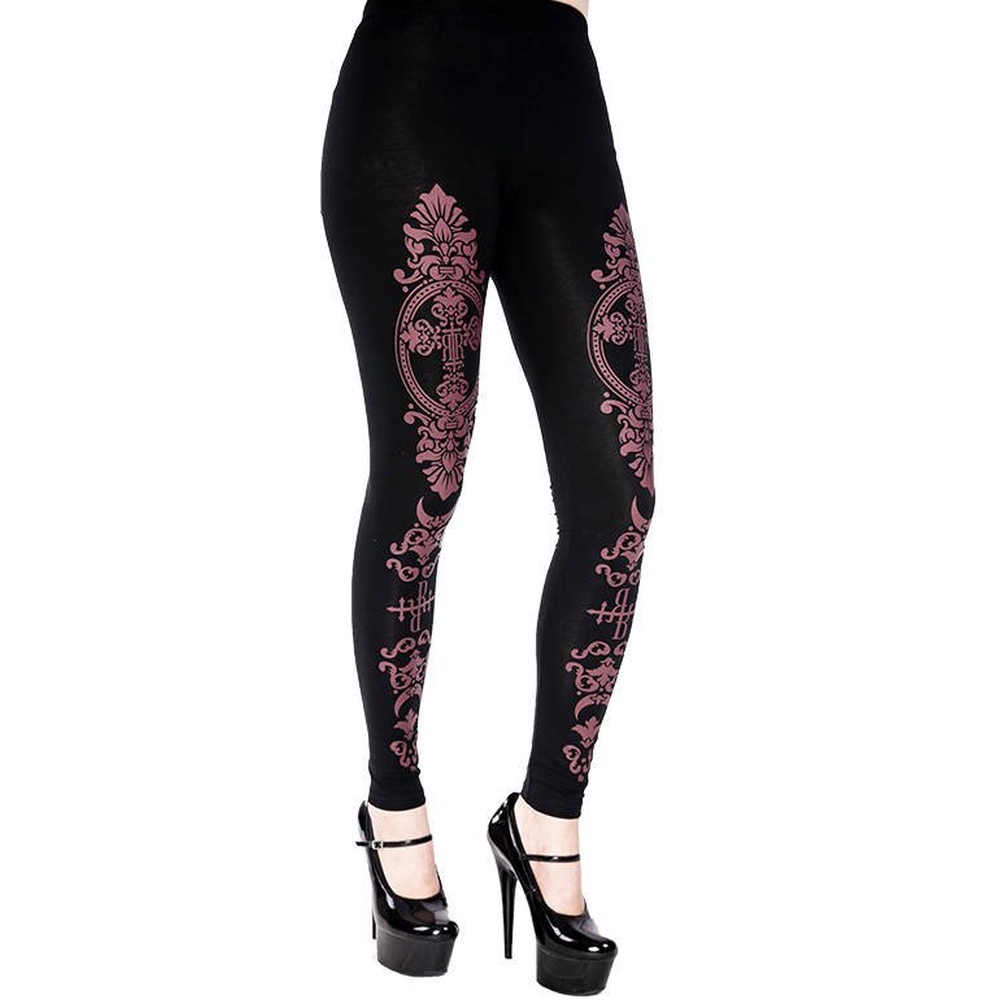 Restyle - Monogram Leggings - Black/Burgundy